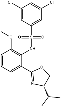 Benzenesulfonamide, 3,5-dichloro-N-[2-[(4S)-4,5-dihydro-4-(1-methylethyl)-2-oxazolyl]-6-methoxyphenyl]- Structure