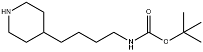 Carbamic acid, N-[4-(4-piperidinyl)butyl]-, 1,1-dimethylethyl ester Structure