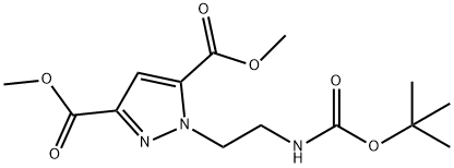 1H-Pyrazole-3,5-dicarboxylic acid, 1-[2-[[(1,1-dimethylethoxy)carbonyl]amino]ethyl]-, 3,5-dimethyl ester Structure