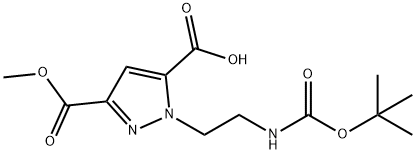 1H-Pyrazole-3,5-dicarboxylic acid, 1-[2-[[(1,1-dimethylethoxy)carbonyl]amino]ethyl]-, 3-methyl ester 구조식 이미지