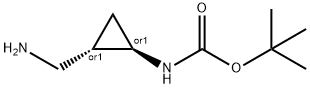Carbamic acid, N-[(1R,2S)-2-(aminomethyl)cyclopropyl]-, 1,1-dimethylethyl ester, rel- 구조식 이미지