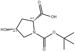 rel-(2R,4R)-1-(tert-butoxycarbonyl)-4-hydroxypyrrolidine-2-carboxylic acid Structure