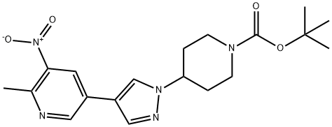 1-Piperidinecarboxylic acid, 4-[4-(6-methyl-5-nitro-3-pyridinyl)-1H-pyrazol-1-yl]-, 1,1-dimethylethyl ester Structure