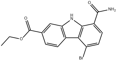 9H-Carbazole-2-carboxylic acid, 8-(aminocarbonyl)-5-bromo-, ethyl ester Structure