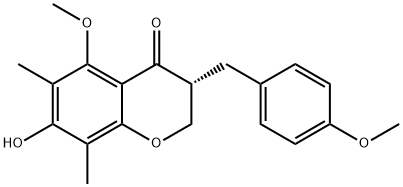 4H-1-Benzopyran-4-one, 2,3-dihydro-7-hydroxy-5-methoxy-3-[(4-methoxyphenyl)methyl]-6,8-dimethyl-, (3R)- Structure