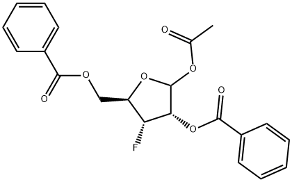3-Deoxy-3-fluoro-D-ribofuranose 1-acetate 2,5-dibenzoate 구조식 이미지