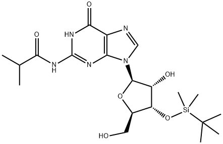 Guanosine, 3'-O-[(1,1-dimethylethyl)dimethylsilyl]-N-(2-methyl-1-oxopropyl)- 구조식 이미지