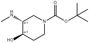 1-Piperidinecarboxylic acid,4-hydroxy-3-(MethylaMino)-,1,1-diMethylethyl ester,(3R,4R)-rel 구조식 이미지