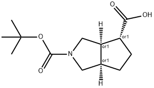 Racemic-(3aS,4S,6aS)-2-(tert-butoxycarbonyl)octahydrocyclopenta[c]pyrrole-4-carboxylic acid Structure