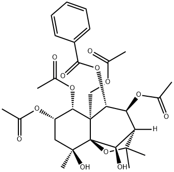 2H-3,9a-Methano-1-benzoxepin-4,5,6,7,9,10-hexol, 5a-[(acetyloxy)methyl]octahydro-2,2,9-trimethyl-, 4,6,7-triacetate 5-benzoate, (3S,4S,5S,5aS,6R,7S,9S,9aS,10R)- 구조식 이미지