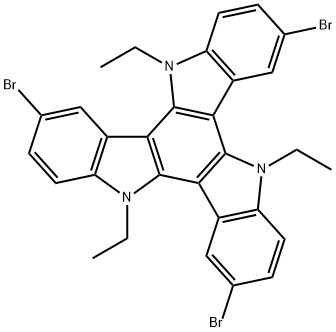 5H-Diindolo[3,2-a:3',2'-c]carbazole, 3,8,13-tribromo-5,10,15-triethyl-10,15-dihydro- 구조식 이미지