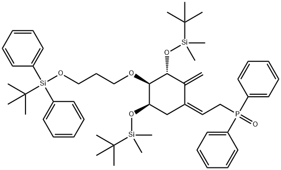 (Z)-[2-{(3R,4R,5R)-3,5-bis(tert-butyldimethylsilanyloxy)-2-methylene-4-(3-(tert-butyldiphenylsilanyloxy)propoxy)cyclohexylidene}ethyl]diphenylphosphine oxide Structure