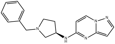 Pyrazolo[1,5-a]pyrimidin-5-amine, N-[(3R)-1-(phenylmethyl)-3-pyrrolidinyl]- Structure