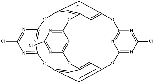 4,10,16,22,25,31-Hexaoxa-6,8,18,20,27,29,32,34,36-nonaazaheptacyclo[11.11.7.13,23.15,9.111,15.117,21.126,30]hexatriaconta-1,3(33),5,7,9(36),11,13,15(35),17,19,21(34),23,26,28,30(32)-pentadecaene, 7,19,28-trichloro- Structure