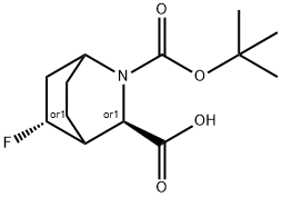 Racemic-(1S,3S,4S,5R)-2-(Tert-Butoxycarbonyl)-5-Fluoro-2-Azabicyclo[2.2.2]Octane-3-Carboxylic Acid 구조식 이미지