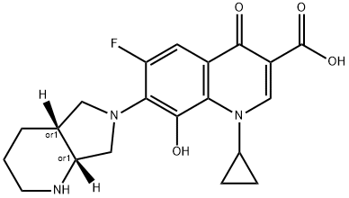 3-Quinolinecarboxylic acid, 1-cyclopropyl-6-fluoro-1,4-dihydro-8-hydroxy-7-[(4aR,7aR)-octahydro-6H-pyrrolo[3,4-b]pyridin-6-yl]-4-oxo-, rel- Structure