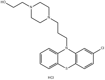 1-Piperazineethanol, 4-[3-(2-chloro-10H-phenothiazin-10-yl)propyl]-, hydrochloride (1:3) Structure