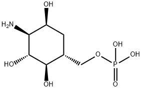 D-chiro-Inositol, 5-amino-1,2,5-trideoxy-2-[(phosphonooxy)methyl]- Structure