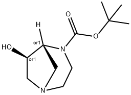 1,4-Diazabicyclo[3.2.1]octane-4-carboxylic acid, 6-hydroxy-, 1,1-dimethylethyl ester, (5R,6R)-rel- Structure