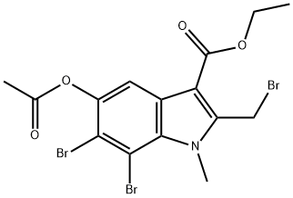 1H-Indole-3-carboxylic acid, 5-(acetyloxy)-6,7-dibromo-2-(bromomethyl)-1-methyl-, ethyl ester 구조식 이미지