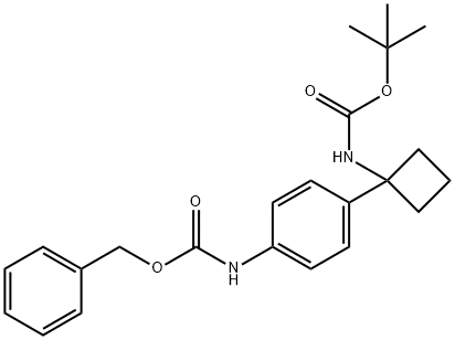 Carbamic acid, N-[4-[1-[[(1,1-dimethylethoxy)carbonyl]amino]cyclobutyl]phenyl]-, phenylmethyl ester Structure