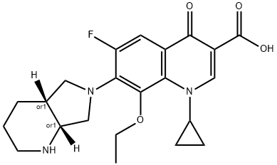 3-Quinolinecarboxylic acid, 1-cyclopropyl-8-ethoxy-6-fluoro-1,4-dihydro-7-[(4aR,7aR)-octahydro-6H-pyrrolo[3,4-b]pyridin-6-yl]-4-oxo-, rel- 구조식 이미지