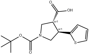 (Tert-Butoxy)Carbonyl (±)-trans-4-(2-thienyl)-pyrrolidine-3-carboxylic acid Structure