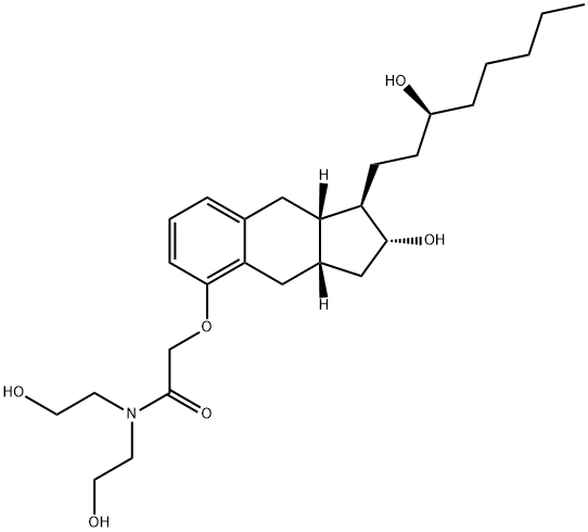 Acetamide, 2-[[(1R,2R,3aS,9aS)-2,3,3a,4,9,9a-hexahydro-2-hydroxy-1-[(3S)-3-hydroxyoctyl]-1H-benz[f]inden-5-yl]oxy]-N,N-bis(2-hydroxyethyl)- 구조식 이미지