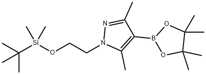 1H-Pyrazole, 1-[2-[[(1,1-dimethylethyl)dimethylsilyl]oxy]ethyl]-3,5-dimethyl-4-(4,4,5,5-tetramethyl-1,3,2-dioxaborolan-2-yl)- 구조식 이미지