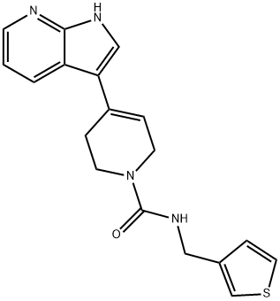 4-{1H-pyrrolo[2,3-b]pyridin-3-yl}-N-[(thiophen-3-yl)methyl]-1,2,3,6-tetrahydropyridine-1-carboxamide 구조식 이미지