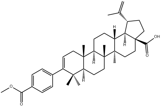 (1R,3aS,5aR,5bR,7aR,11aS,11bR,13 aR,13bR)-9-(4-(methoxycarbonyl)phenyl)-5 a,5b,8,8,11a-pentamethyl-1-(prop-1-en-2-yl)-2,3,3a,4,5,5a,5b,6,7,7a,8,11,11a,11b,12,13,13a,13b-octadecahydro-1H-cyclopenta[a]chrysene-3a-carboxylic acid Structure