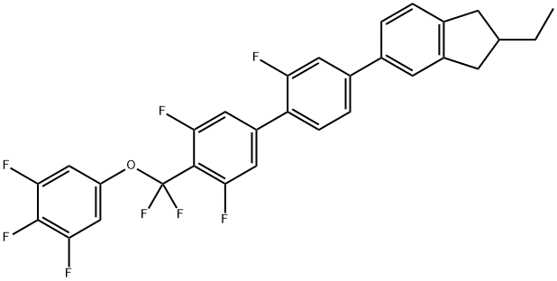 1H-Indene, 5-[4'-[difluoro(3,4,5-trifluorophenoxy)methyl]-2,3',5'-trifluoro[1,1'-biphenyl]-4-yl]-2-ethyl-2,3-dihydro- Structure