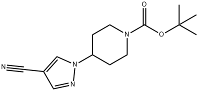 1-Piperidinecarboxylic acid, 4-(4-cyano-1H-pyrazol-1-yl)-, 1,1-dimethylethyl ester 구조식 이미지