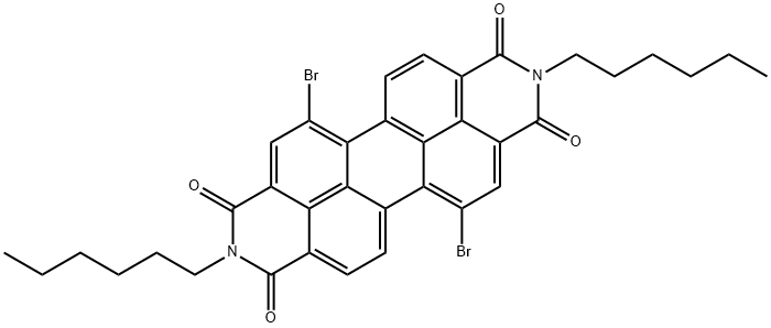 Anthra[2,1,9-def:6,5,10-d'e'f']diisoquinoline-1,3,8,10(2H,9H)-tetrone, 5,12-dibromo-2,9-dihexyl- Structure