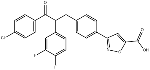 5-Isoxazolecarboxylic acid, 3-[4-[3-(4-chlorophenyl)-2-(3,4-difluorophenyl)-3-oxopropyl]phenyl]- Structure
