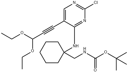 Carbamic acid, N-[[1-[[2-chloro-5-(3,3-diethoxy-1-propyn-1-yl)-4-pyrimidinyl]amino]cyclohexyl]methyl]-, 1,1-dimethylethyl ester Structure