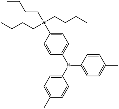 Benzenamine, N,N-bis(4-methylphenyl)-4-(tributylstannyl)- Structure