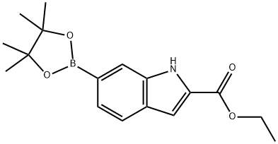 1H-Indole-2-carboxylic acid, 6-(4,4,5,5-tetramethyl-1,3,2-dioxaborolan-2-yl)-, ethyl ester Structure