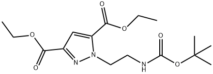 1H-Pyrazole-3,5-dicarboxylic acid, 1-[2-[[(1,1-dimethylethoxy)carbonyl]amino]ethyl]-, 3,5-diethyl ester Structure