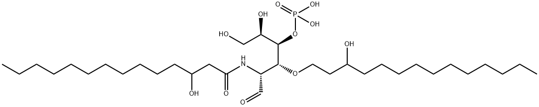 2-deoxy-2-((3R)-3-hydroxy-tetradecanamido)-3-O-(3-hydroxytetradecanyl)-4-O-phosphonoglucopyranose Structure