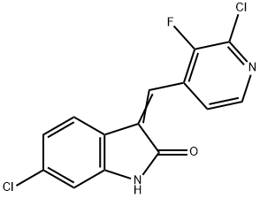 2H-Indol-2-one, 6-chloro-3-[(2-chloro-3-fluoro-4-pyridinyl)methylene]-1,3-dihydro- Structure