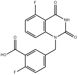 Benzoic acid, 2-fluoro-5-[(5-fluoro-3,4-dihydro-2,4-dioxo-1(2H)-quinazolinyl)methyl]- Structure