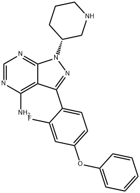 1H-Pyrazolo[3,4-d]pyrimidin-4-amine, 3-(2-fluoro-4-phenoxyphenyl)-1-(3R)-3-piperidinyl- Structure