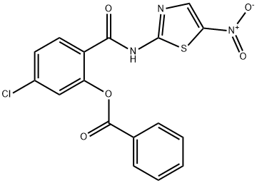 Benzamide, 2-(benzoyloxy)-4-chloro-N-(5-nitro-2-thiazolyl)- 구조식 이미지