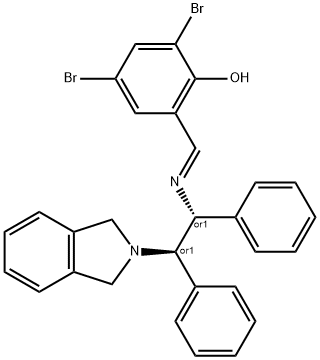 2,4-Dibromo-6-[(<i>E</i>)-[[(1<i>R</i>,2<i>R</i>)-2-(isoindolin-2-yl)-1,2-diphenylethyl]imino]methyl]phenol Structure