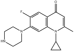 4(1H)-Quinolinone, 1-cyclopropyl-6-fluoro-2-methyl-7-(1-piperazinyl)- Structure