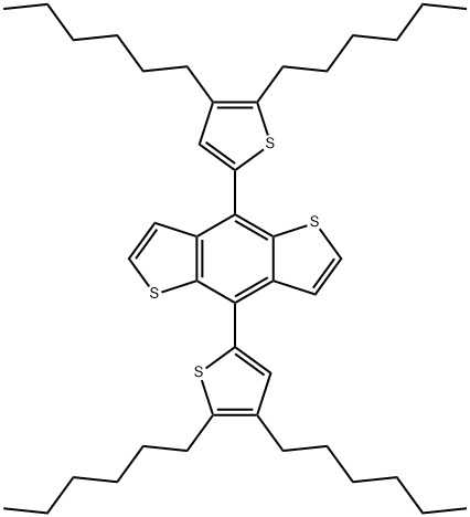 Benzo[1,2-b:4,5-b']dithiophene, 4,8-bis(4,5-dihexyl-2-thienyl)- Structure