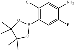 Benzenamine, 5-chloro-2-fluoro-4-(4,4,5,5-tetramethyl-1,3,2-dioxaborolan-2-yl)- Structure