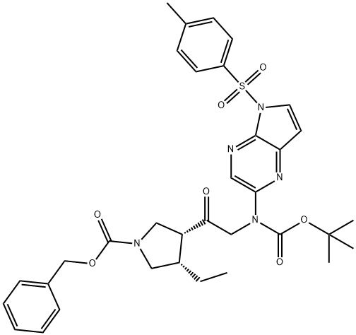 (3R,4S)-3-(2-Bromoacetyl)-4-ethyl-1-pyrrolidinecarboxylic acid phenylmethyl ester Structure