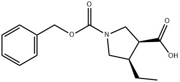 1,3-Pyrrolidinedicarboxylic acid, 4-ethyl-, 1-(phenylmethyl) ester, (3S,4R)- Structure